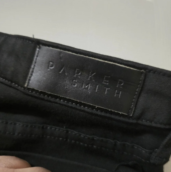 Parker Smith High Low Hem Black Modal Stretch Straight-Leg Trouser Jeans, Sz 29. - Picture 9 of 10